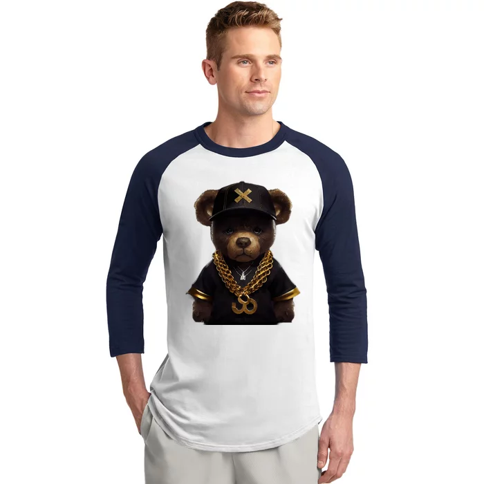 Hipster Bear Thug Baseball Sleeve Shirt