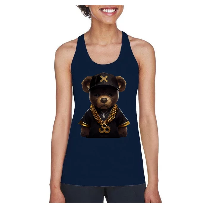 Hipster Bear Thug Women's Racerback Tank