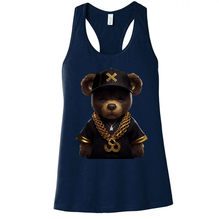 Hipster Bear Thug Women's Racerback Tank