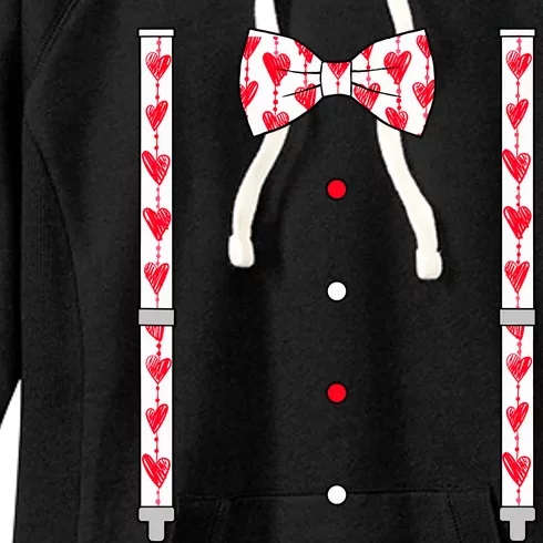 Hearts Bow Tie & Suspenders Valentines Day Boy Women's Fleece Hoodie