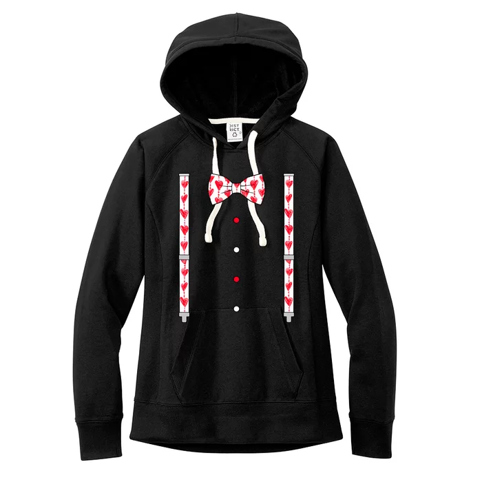 Hearts Bow Tie & Suspenders Valentines Day Boy Women's Fleece Hoodie