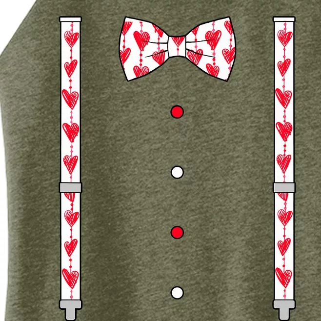 Hearts Bow Tie & Suspenders Valentines Day Boy Women’s Perfect Tri Rocker Tank