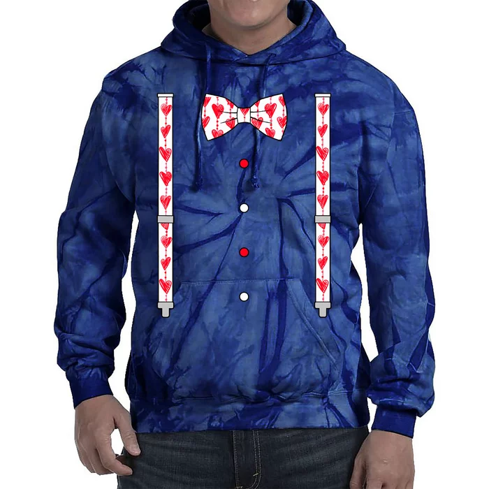 Hearts Bow Tie & Suspenders Valentines Day Boy Tie Dye Hoodie