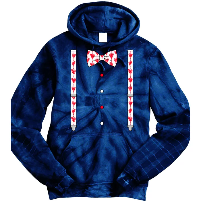 Hearts Bow Tie & Suspenders Valentines Day Boy Tie Dye Hoodie