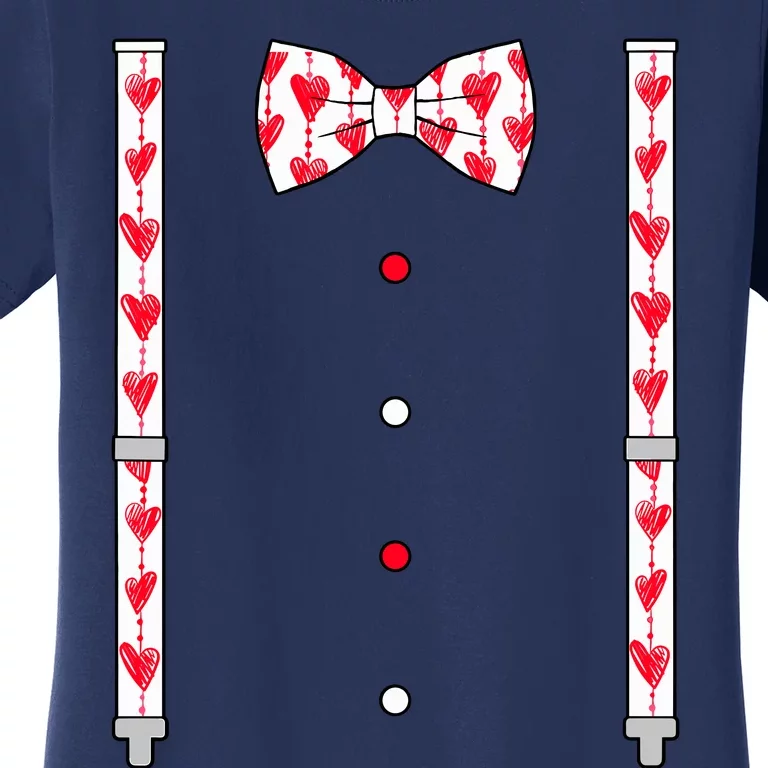 Hearts Bow Tie & Suspenders Valentines Day Boy Women's T-Shirt