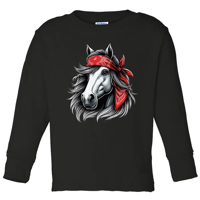 Horse Bandana T For Horseback Riding Horse Lover Toddler Long Sleeve Shirt