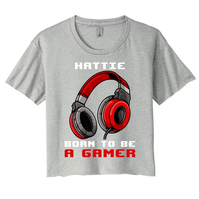 Hattie Born To Be A Gamer Personalized Gift Women's Crop Top Tee