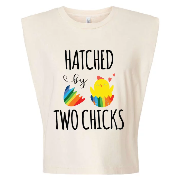 Hatched By Two Chicks Cute Lgbt Baby Announce Garment-Dyed Women's Muscle Tee