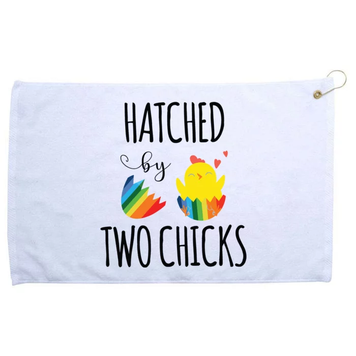 Hatched By Two Chicks Cute Lgbt Baby Announce Grommeted Golf Towel