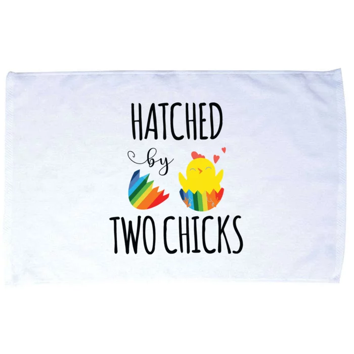 Hatched By Two Chicks Cute Lgbt Baby Announce Microfiber Hand Towel