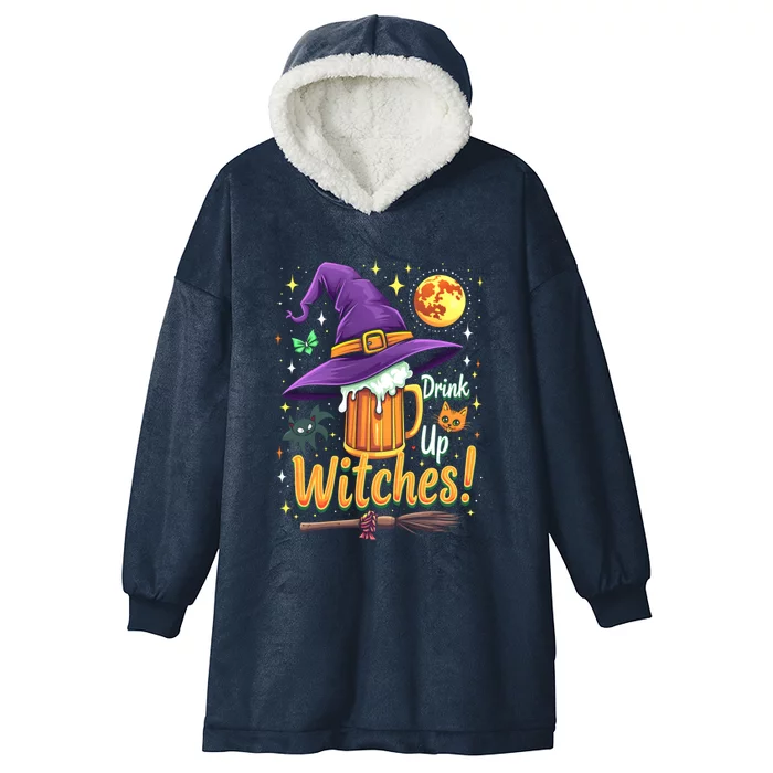 Halloween Beer Up Witches Party Drunk Funny Gift Hooded Wearable Blanket