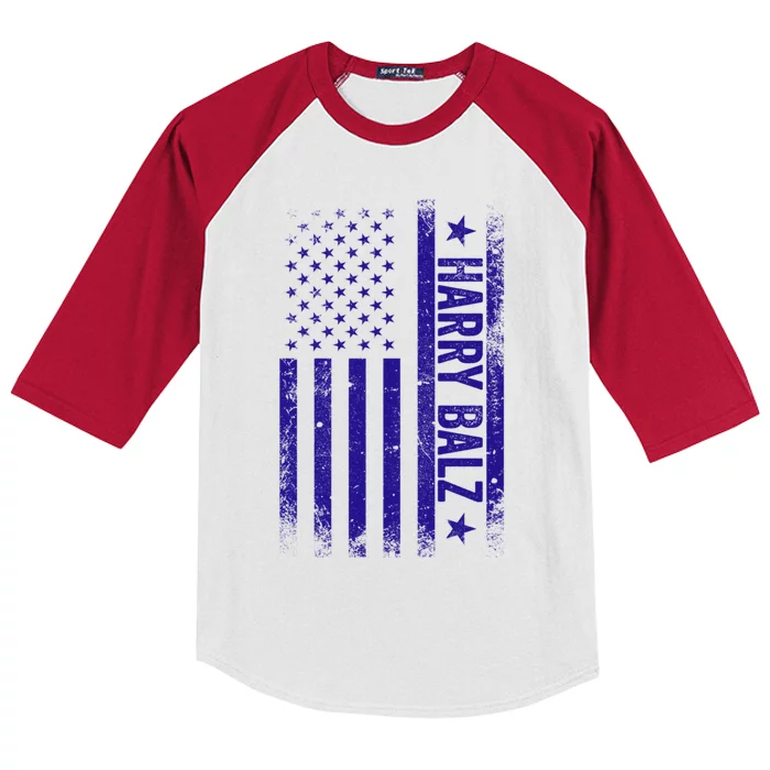 Harry Balz Usa Flag Political Gift Kids Colorblock Raglan Jersey