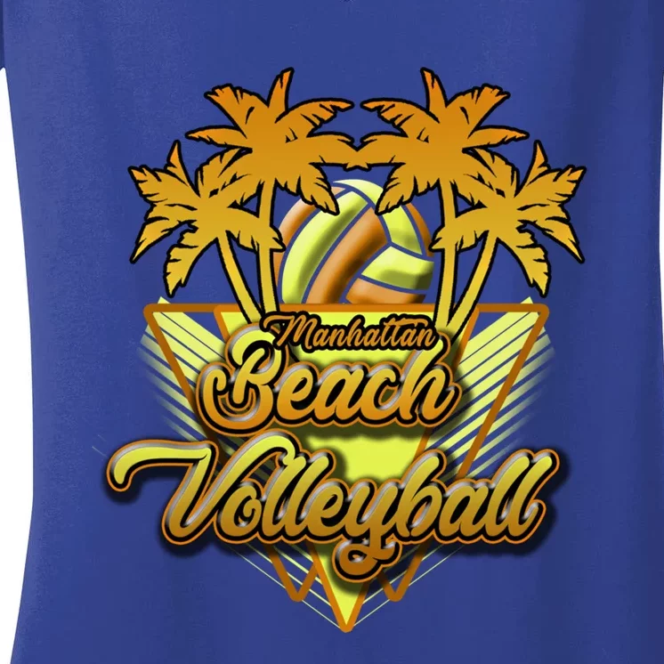 Hattan Beach Volleyball California Fun And Sun In The Sand Cool Gift Women's V-Neck T-Shirt