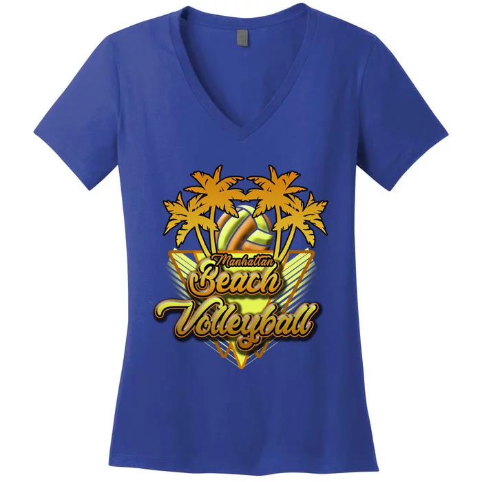 Hattan Beach Volleyball California Fun And Sun In The Sand Cool Gift Women's V-Neck T-Shirt