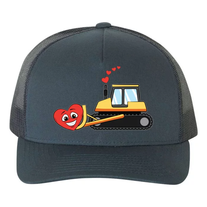 Heart Bulldozer Valentines Day Cool Love Construction Cute Gift Yupoong Adult 5-Panel Trucker Hat