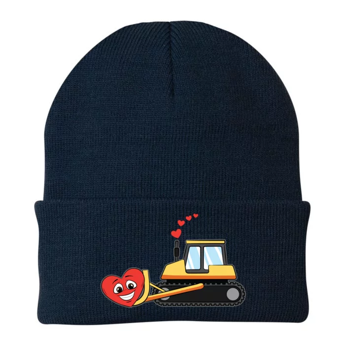 Heart Bulldozer Valentines Day Cool Love Construction Cute Gift Knit Cap Winter Beanie