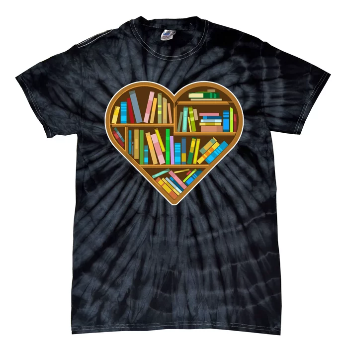 Heart Books Valentines Day Reading Nerds Reader Bookworms Tie-Dye T-Shirt