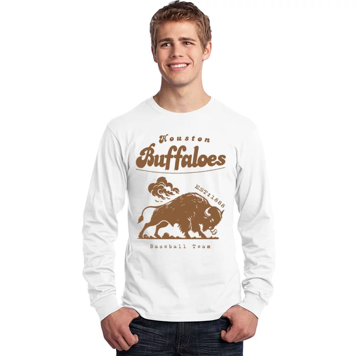 Houston Buffaloes Vintage Defunct Baseball Team Long Sleeve Shirt