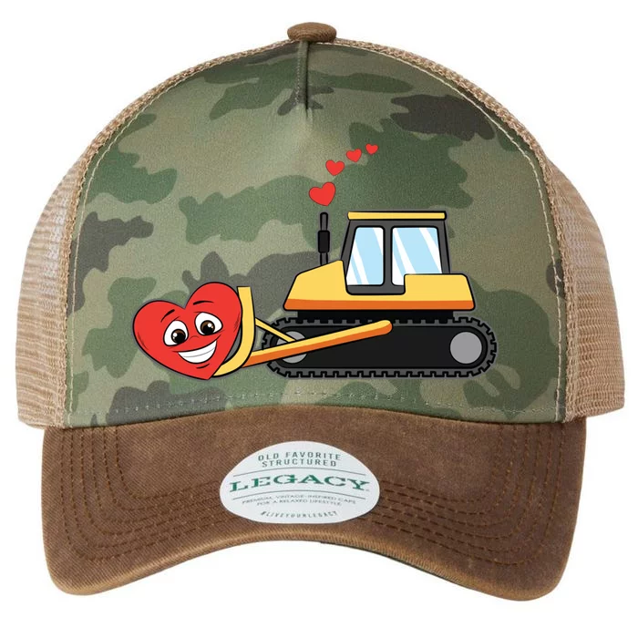 Heart Bulldozer Valentines Day Cool Love Construction Gift Legacy Tie Dye Trucker Hat