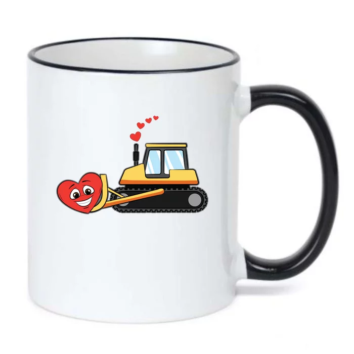 Heart Bulldozer Valentines Day Cool Love Construction Gift Black Color Changing Mug