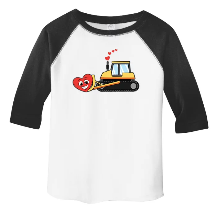 Heart Bulldozer Valentines Day Cool Love Construction Gift Toddler Fine Jersey T-Shirt