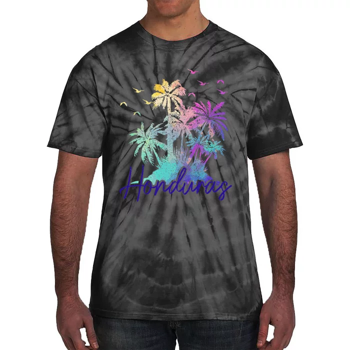 Honduras Beach Vintage Palm Trees Vacation Tie-Dye T-Shirt