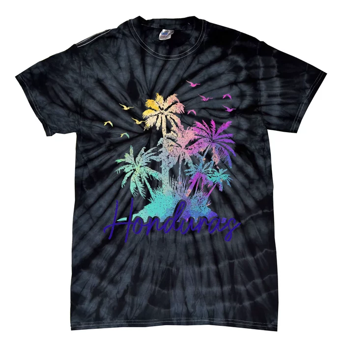 Honduras Beach Vintage Palm Trees Vacation Tie-Dye T-Shirt