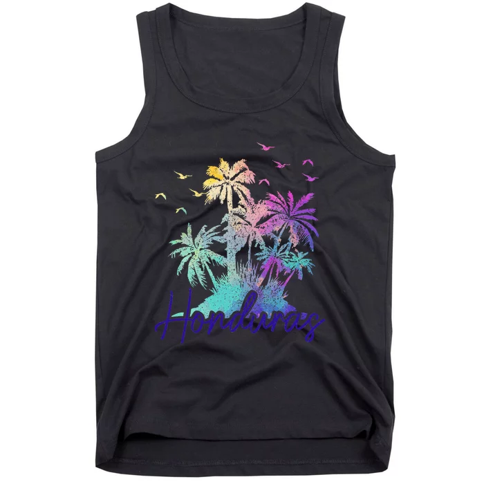 Honduras Beach Vintage Palm Trees Vacation Tank Top