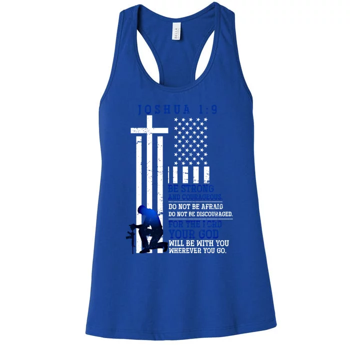 Holy Bible Verse Us Flag American Christian Gift Idea Prayer Gift Women's Racerback Tank