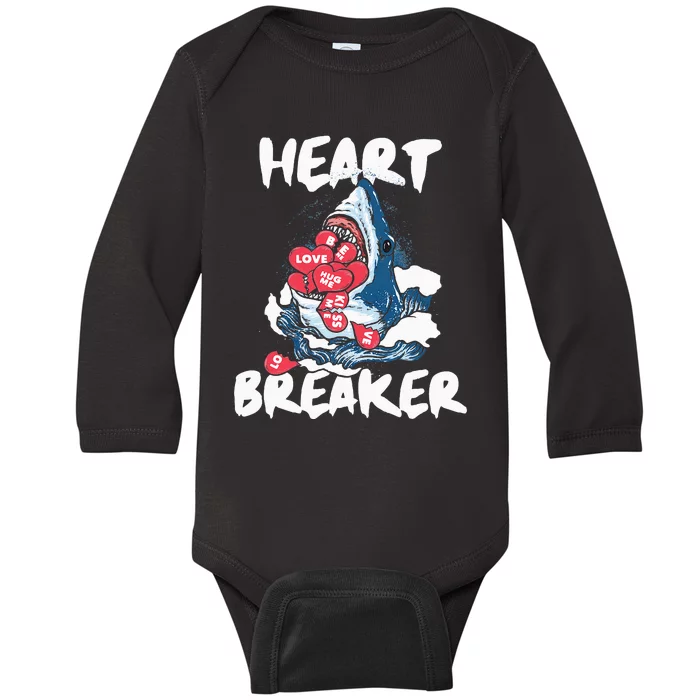 Heart Breaker Wildlife Animal Marine Biologist Shark Lover Baby Long Sleeve Bodysuit