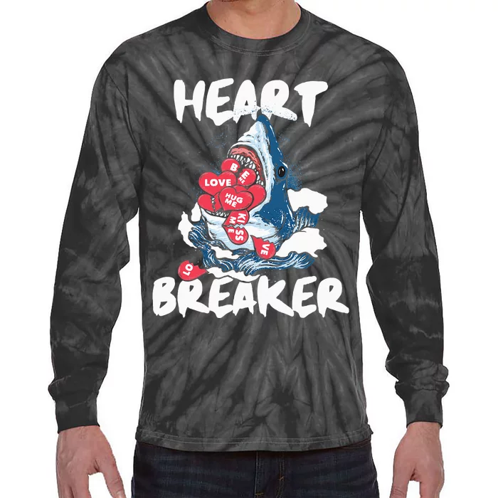 Heart Breaker Wildlife Animal Marine Biologist Shark Lover Tie-Dye Long Sleeve Shirt