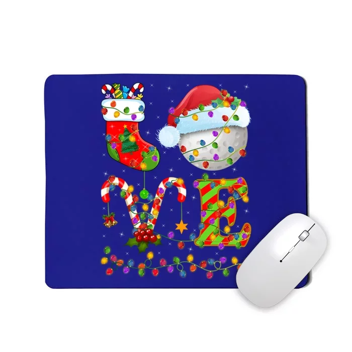 Hockey Ball Xmas Lighting Santa Love Hockey Ball Christmas Gift Mousepad