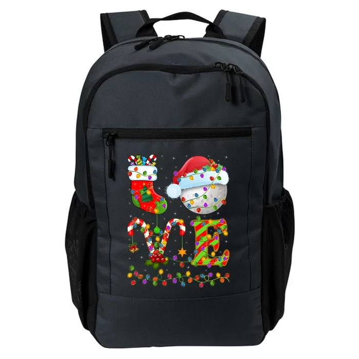 Hockey Ball Xmas Lighting Santa Love Hockey Ball Christmas Gift Daily Commute Backpack