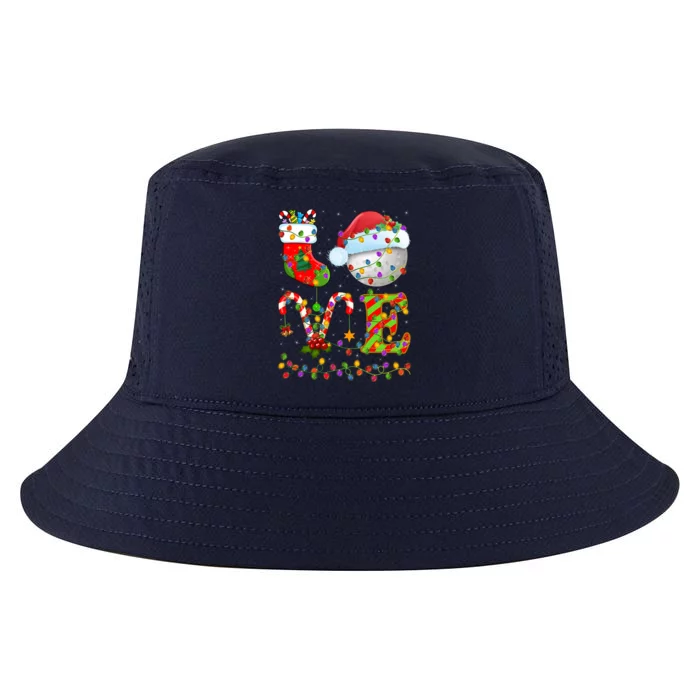 Hockey Ball Xmas Lighting Santa Love Hockey Ball Christmas Gift Cool Comfort Performance Bucket Hat