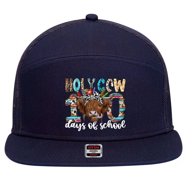 Holy Cow 100 Days Of School Funny 7 Panel Mesh Trucker Snapback Hat