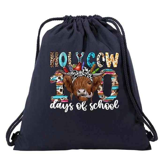 Holy Cow 100 Days Of School Funny Drawstring Bag