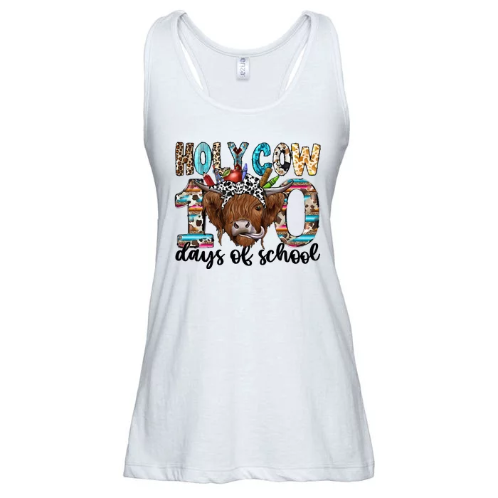 Holy Cow 100 Days Of School Funny Ladies Essential Flowy Tank