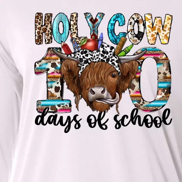 Holy Cow 100 Days Of School Funny Cooling Performance Long Sleeve Crew