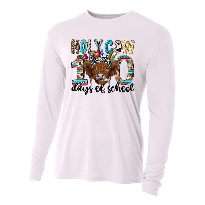 Holy Cow 100 Days Of School Funny Cooling Performance Long Sleeve Crew