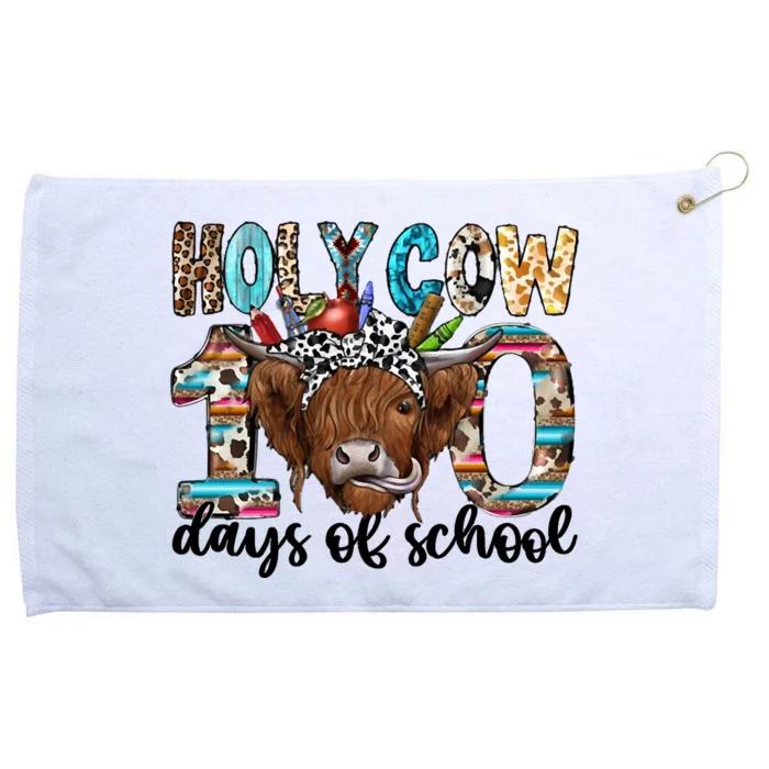 Holy Cow 100 Days Of School Funny Grommeted Golf Towel