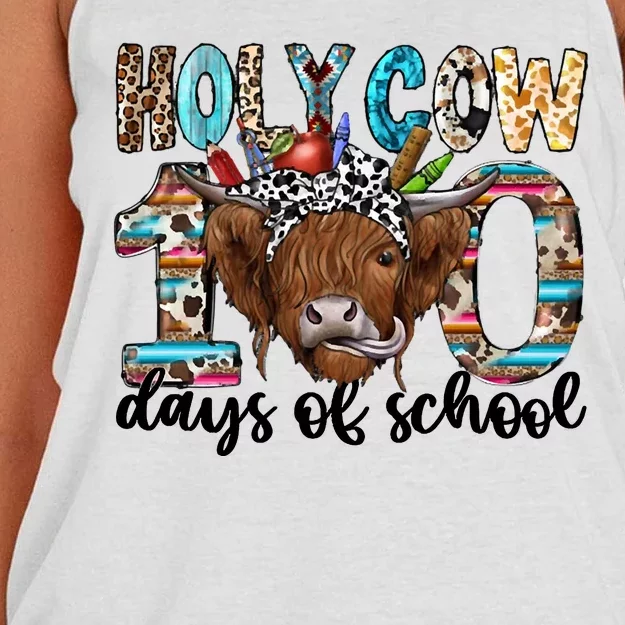 Holy Cow 100 Days Of School Funny Women's Knotted Racerback Tank