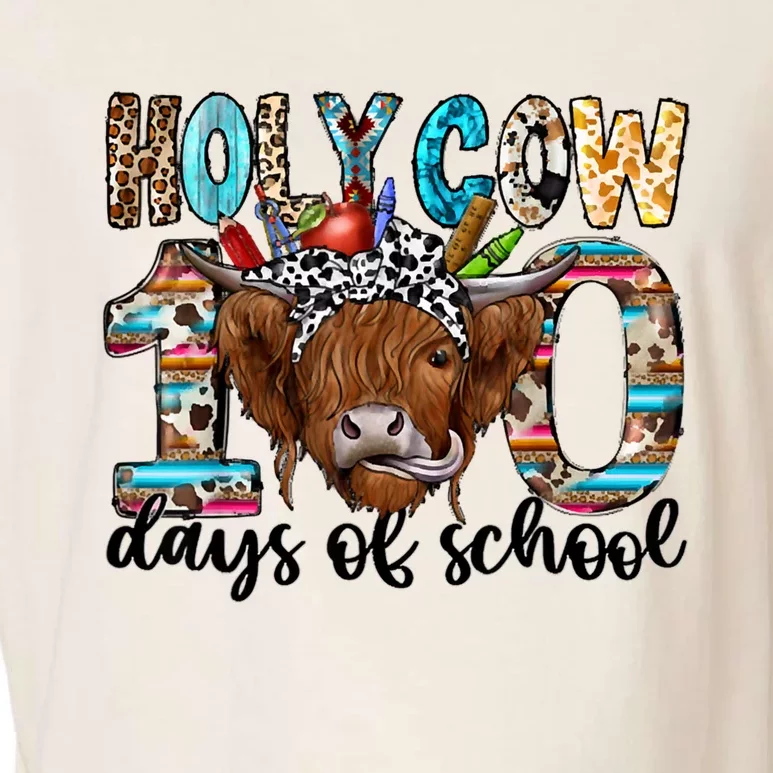 Holy Cow 100 Days Of School 100th Day Smarter Teacher Garment-Dyed Women's Muscle Tee