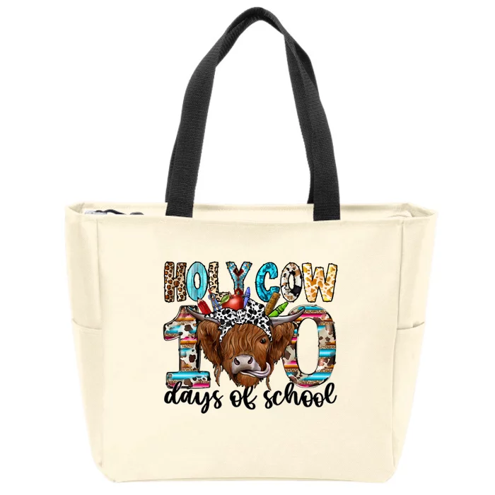 Holy Cow 100 Days Of School 100th Day Smarter Teacher Zip Tote Bag