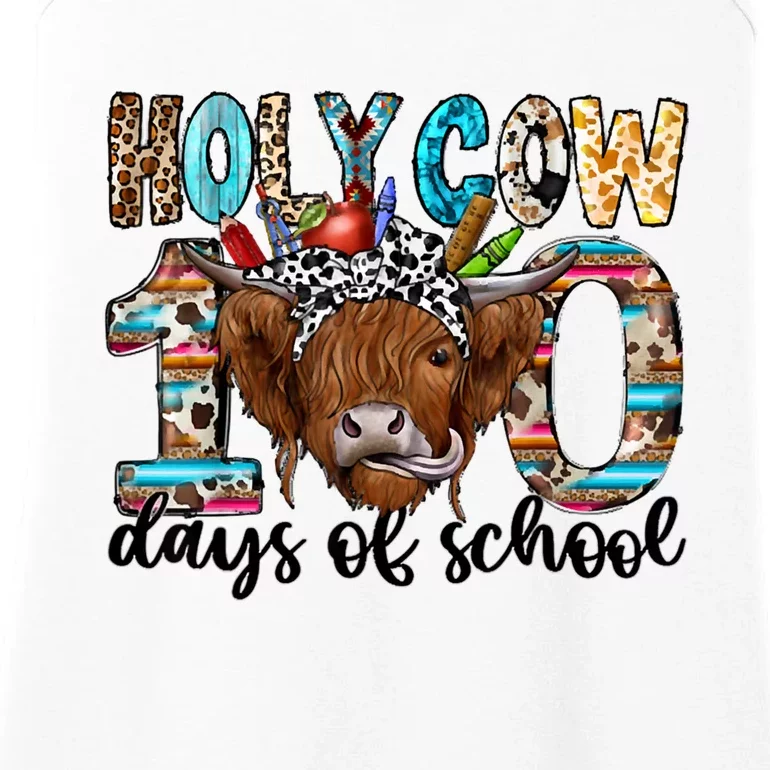 Holy Cow 100 Days Of School 100th Day Smarter Teacher Ladies Essential Tank