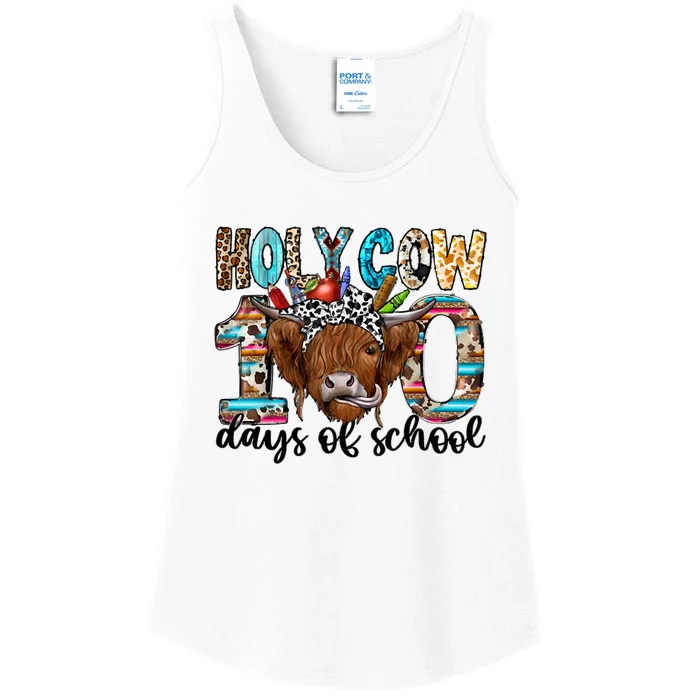 Holy Cow 100 Days Of School 100th Day Smarter Teacher Ladies Essential Tank