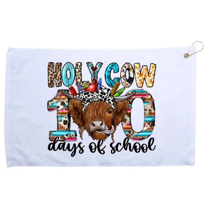 Holy Cow 100 Days Of School 100th Day Smarter Teacher Grommeted Golf Towel