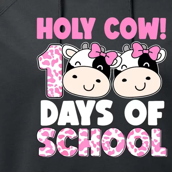 Holy Cow 100 Days Of School Teachers Students Performance Fleece Hoodie