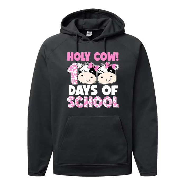 Holy Cow 100 Days Of School Teachers Students Performance Fleece Hoodie