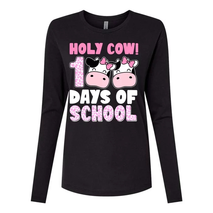 Holy Cow 100 Days Of School Funny Cute Womens Cotton Relaxed Long Sleeve T-Shirt