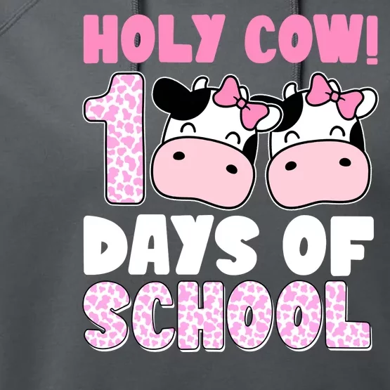 Holy Cow 100 Days Of School Funny Cute Performance Fleece Hoodie